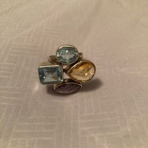 Topaz, citrine , amethyst Sterling silver ring